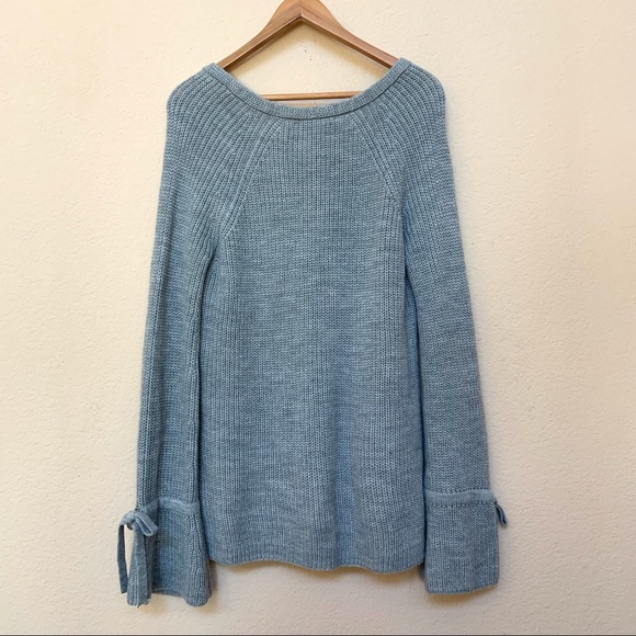 American Rag Light Gray Sweater Bell Tie Sleeves - Picture 8 of 15